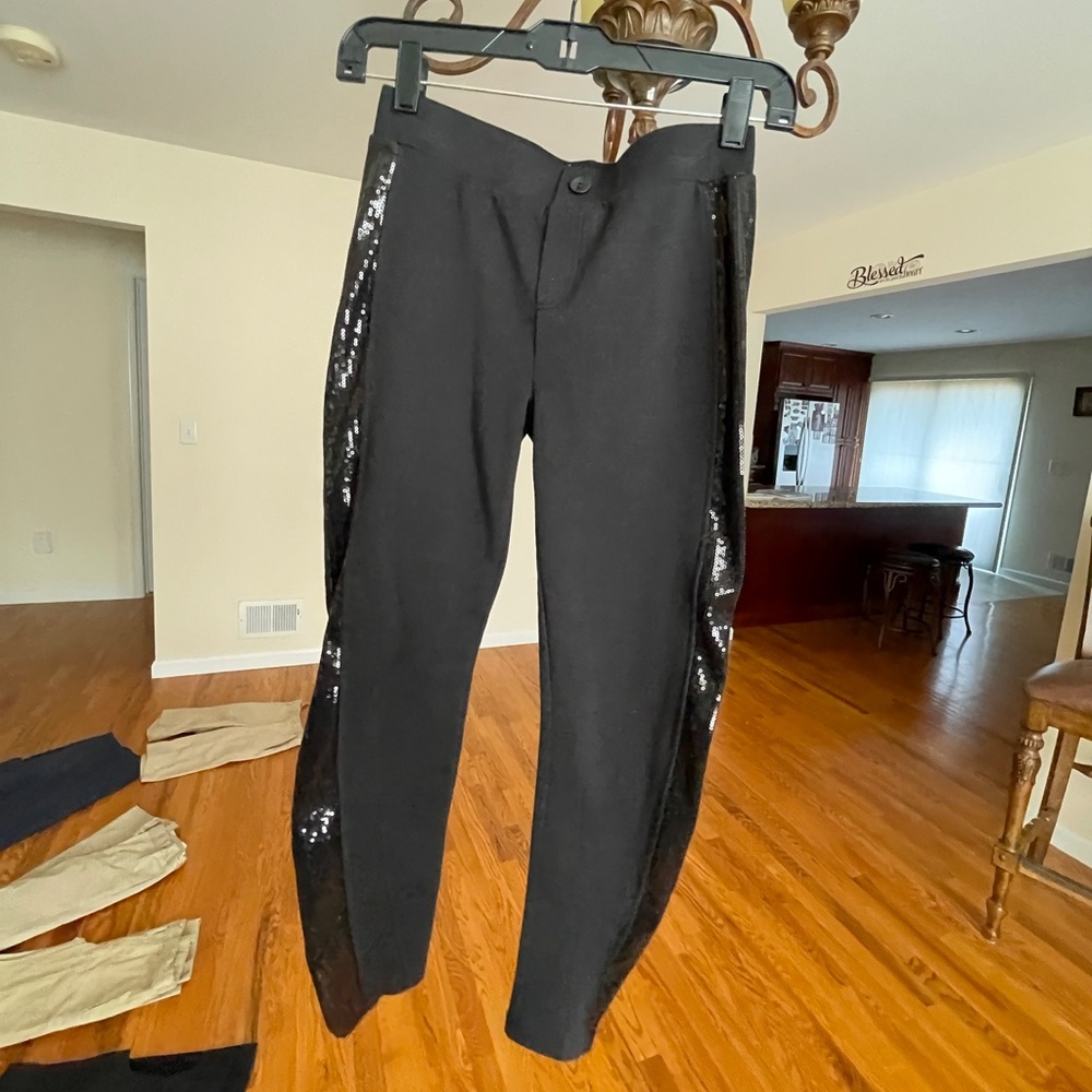Black Pants with Sequins on the side, Size: Medium (10/12), Brand: Disney